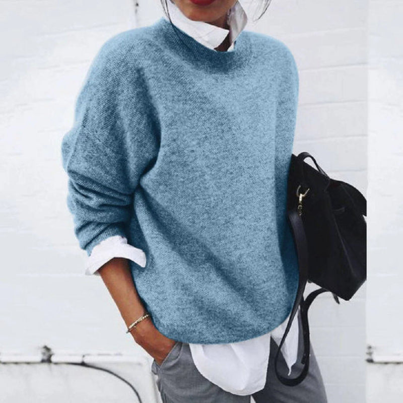 Pull à Bordures Côtelées Coupe Fluide pour Femme