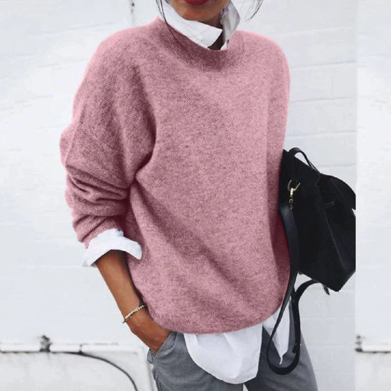 Pull à Bordures Côtelées Coupe Fluide pour Femme